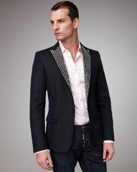 DSquared² | Black Studded Classic Blazer for Men | Lyst