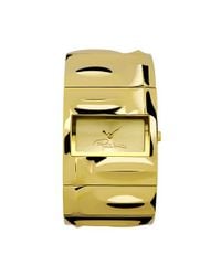 Roberto Cavalli - Metallic Croco Tail - Gold Plated Cuff Bracelet Watch - Lyst