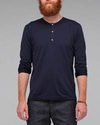Sunspel | Blue Long Sleeve Henley for Men | Lyst