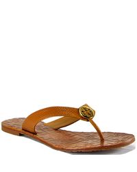 Tory Burch | Brown Thora - Tan Leather Thong Sandal | Lyst