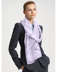 Armani | Purple Watercolor Fern Print Scarf | Lyst