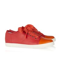 Lanvin | Pink Color-Block Leather Sneakers | Lyst