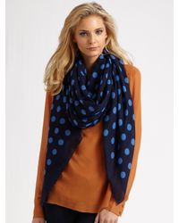 Marc By Marc Jacobs | Blue Hot Dot Silk & Cashmere Scarf | Lyst