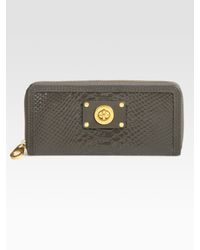 Marc By Marc Jacobs | Gray Turnlock Python-stamped Leather Wallet | Lyst