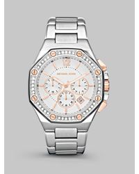 Michael Kors | Metallic Two-tone Crystal Chronograph Watch | Lyst