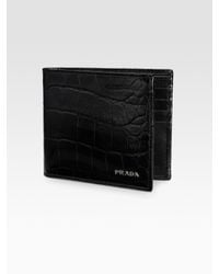 Prada | Black St. Cocco Bifold Wallet for Men | Lyst