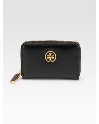 Tory Burch | Black Robinson Patent Leather Zip Coin Case | Lyst