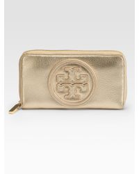 Tory Burch | Metallic Stacked Logo Continental Wallet | Lyst