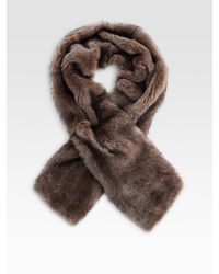 Donna Karan | Brown Shearling Scarf | Lyst