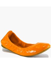 Tory Burch | Orange Patent Leather Eddie Ballet Flat | Lyst