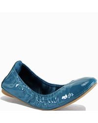Tory Burch | Blue Teal Patent Leather Ballet Flat | Lyst
