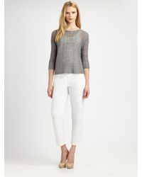 Eileen Fisher | Gray Linen Boatneck Top | Lyst
