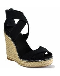 Tory Burch | Adonis - Black Canvas Espadrille Wedge Sandal | Lyst