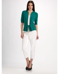 Elie Tahari | Green Tie-front Cardigan | Lyst