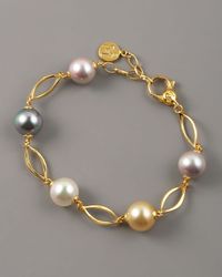 Lyst Majorica Multicolor Pearl Link Bracelet In Metallic Gallery