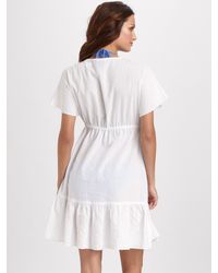 Shoshanna | White Short Sleeve Cotton Coverup | Lyst