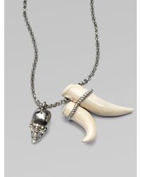 Alexander McQueen | Metallic Skull & Tusk-Inspired Pendant Necklace | Lyst