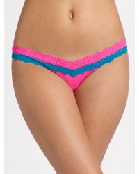 Hanky Panky | Pink Colorblock Low Rise Thong in Hot Lilac/electric Purple | Lyst