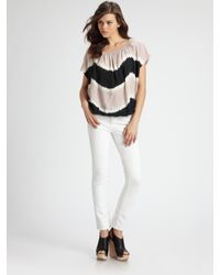 Joie | White Caro Tie-dyed Silk Top | Lyst