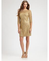 Kay Unger | Metallic Lace Dress | Lyst