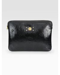 Marc By Marc Jacobs | Black Tech Turnlock Python-Print Patent Leather 13" Laptop Case | Lyst