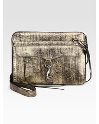 Rebecca Minkoff | 15" Snake-Stamped Metallic Leather Laptop Case | Lyst