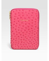Rebecca Minkoff | Pink Ostrich-Stamped Leather Kindle Case | Lyst