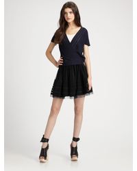 Theory | Black Virsha Tulle Silk-trimmed Mini Skirt | Lyst