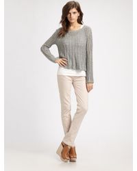 Theory | Metallic Abea Cropped Silk Crochet Sweater | Lyst