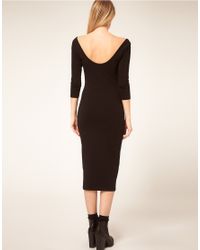 Lyst - Asos Collection Asos 3/4 Sleeve Midi Bodycon Dress In Black