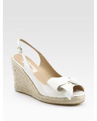 Valentino | White Mena Patent Leather Espadrille Wedge Bow Sandals | Lyst