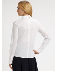 Jil Sander Navy | White Back Zip Cotton Shirt | Lyst