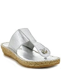 Andre Assous | Arlene - Silver Metallic Thong Espadrille Sandal | Lyst