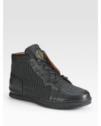 Jump | Black Leather Mid-Top Sneakers for Men | Lyst
