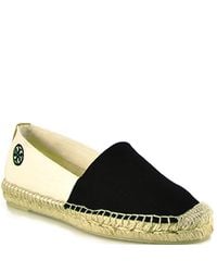 Tory Burch | Bi Color Slip On Espadrille - Black Canvas Closed Espadrille | Lyst