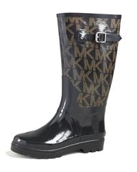 Lyst - Michael Michael Kors Tall Logo Rain Boot in Black