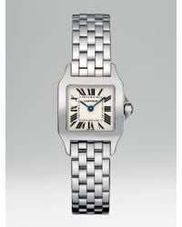 Cartier | Metallic Santos Demoiselle Stainless Steel Watch On Bracelet, Small | Lyst