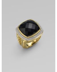 David Yurman | Metallic Black Onyx Diamond 18k Yellow Gold Ring | Lyst