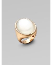 Roberto Coin | Metallic Mother Of Pearl, Diamond & 18k Rose Gold Ring | Lyst