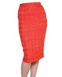 Nina Ricci | Orange Wool and Silk-blend Tweed Pencil Skirt | Lyst