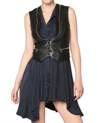 Balmain | Black Biker Leather Vest | Lyst