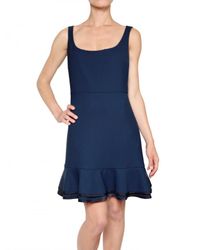 RED Valentino | Blue Structured Cady Back Ruffle Dress | Lyst