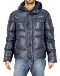 Add | Blue Ultra Light Shiny Nylon Hooded Down Jacket for Men | Lyst