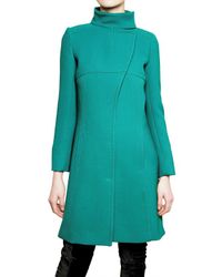 Alberta Ferretti | Blue Wool Crepe Coat | Lyst