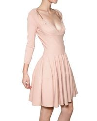 Alexander McQueen | Natural Lace Insert Viscose Knit Dress | Lyst