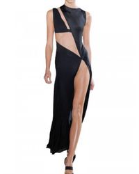 Anthony Vaccarello | Black Cut Out Blend Silk Crepe Jersey Dress | Lyst