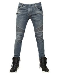 Balmain | Blue 17cm Washed Denim Biker Jeans for Men | Lyst