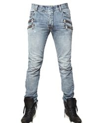 Balmain | Blue 18cm Multi Zip Denim Jeans for Men | Lyst
