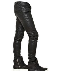Balmain | Black 17cm Waxed Denim Jeans for Men | Lyst