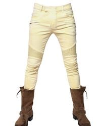Balmain | Yellow 17cm Coloured Denim Biker Jeans for Men | Lyst